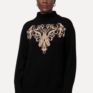 Ulla Popken Black Sweater with Beige Design the luxury selection size 16 / 18
